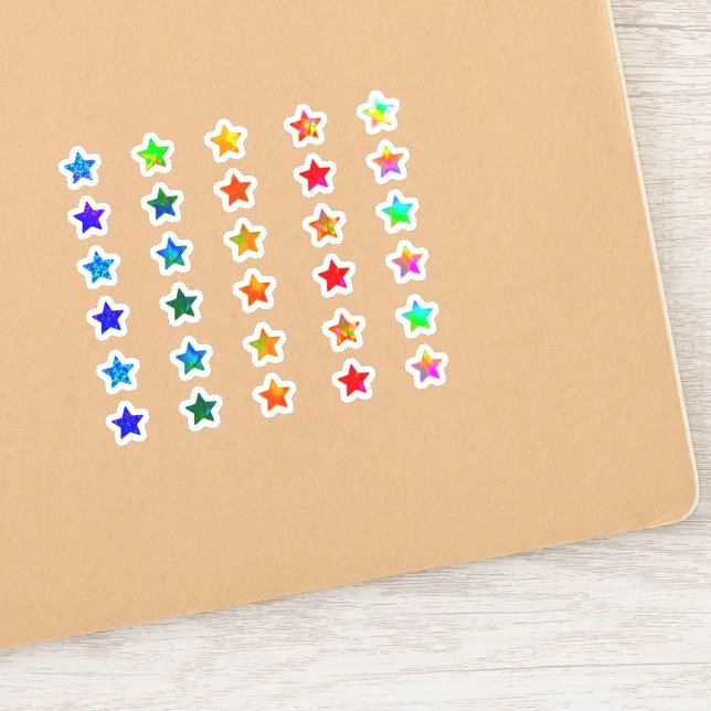 +30 Colourful Holographic Small Star (Holographic compliments Star colors , Small Mini Stars Sticker)