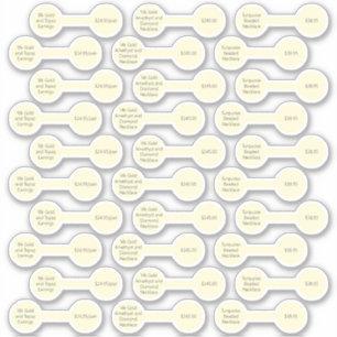 30 Cream White Barbell Price Tag Stickers