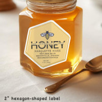 30 Custom-Cut Vinyl Hexagon Shaped Honey Labels