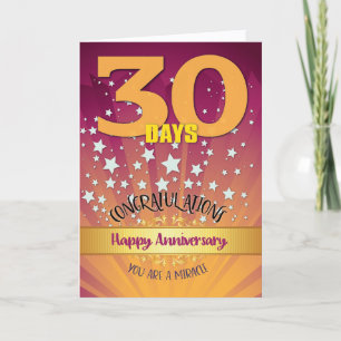 30 Days Recovery Anniversary Bold Numeral Card