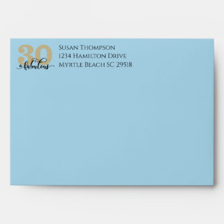 30 & Fabulous Blue Birthday Party Envelope