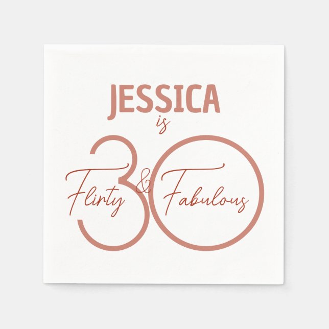 30 Flirty and Fabulous, Modern Red 30th Birthday Napkin (Front)