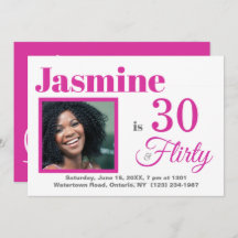 30 & Flirty Pink Birthday Photo Invitation