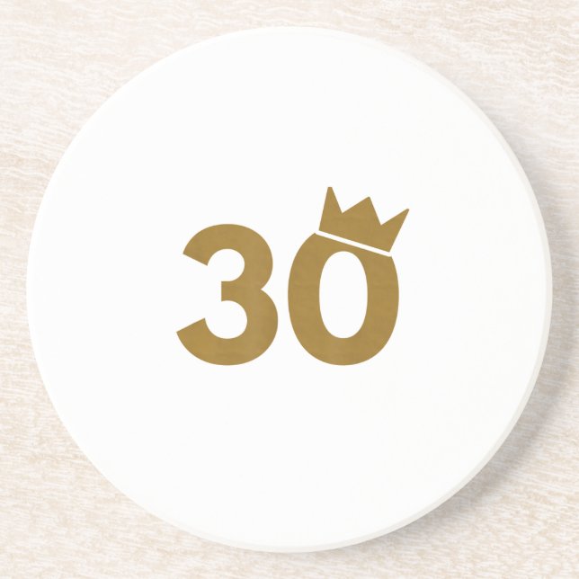 30 Gold Crown - 30th Birthday Gifts Coaster (Front)