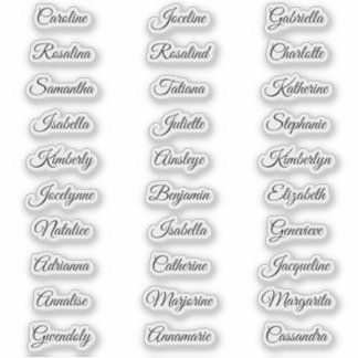 30 Guest first names Calligraphy Elegant script