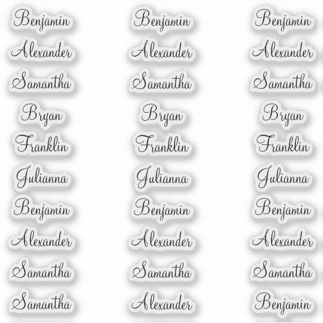 30 Guest First Names Modern Elegant Calligraphy (Front)