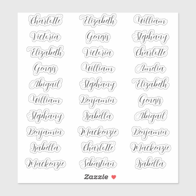 30 Guest first names typography elegant script  (Sheet)