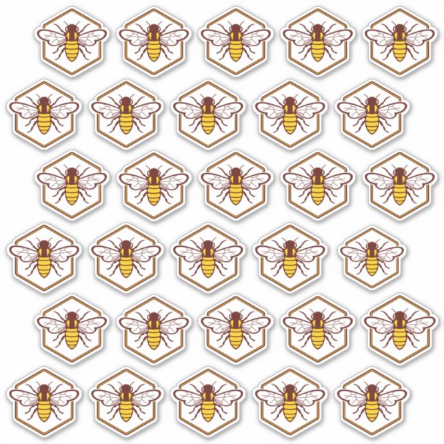 30 Honeycomb Bee Lid Label Security Stickers (Front)