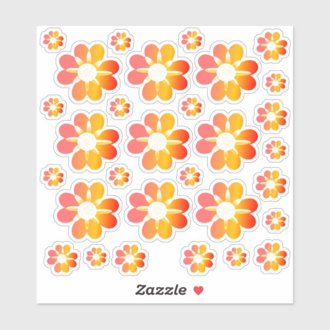 30 Orange Flower Stickers (Sheet)