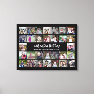 30 Photo Collage Grid - 2 Text boxes - black white Canvas Print