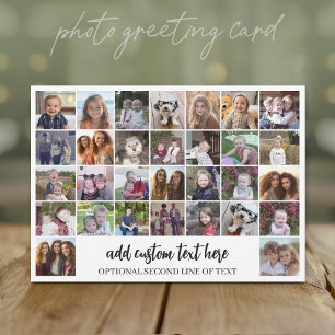 30 Photo Collage Grid - 2 Text boxes - black white Holiday Card