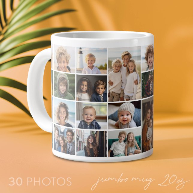 30 Photo Collage - grid small pics Large Coffee Mug (Custom Photo Mug with Lots of Photos)