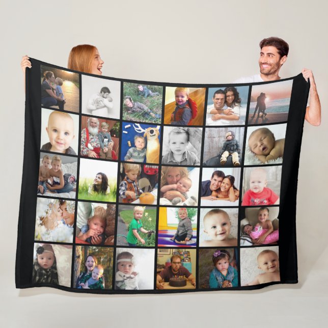 30 Photos Collage Family Photos Fleece Blanket (In Situ)