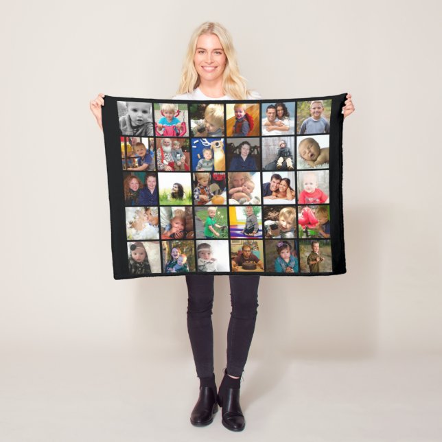 30 Photos Collage Family Photos Fleece Blanket (In Situ)