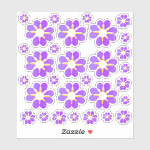 30 Purple Flower Stickers