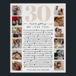 30 Reasons We Love You Birthday Keepsake Gift Poster<br><div class="desc">30 Reasons We Love You Poster | Customizable Photo Collage Celebrate a loved one with this heartfelt 30 Reasons We Love You poster—perfect for milestone birthdays, anniversaries, or just to show how much they’re cherished. This elegant and fully customizable design lets you personalize each of the 30 reasons and add...</div>