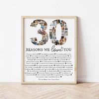 30 Reasons We Love You Photo Collage Keepsake Gift