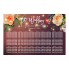 30 Table Burgundy Red Floral Wedding Seating Chart