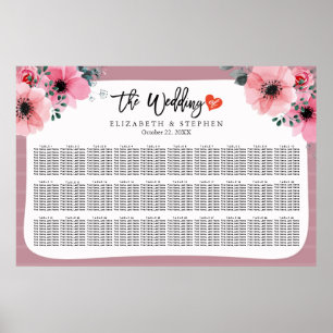 30 Tables Wedding Seating Chart Watercolor Floral