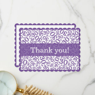 30 "Thank you!" Purple/White Number Pattern Thank You Card