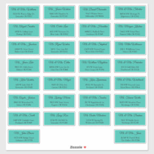 30 Wedding Guest Address Labels Aqua Green