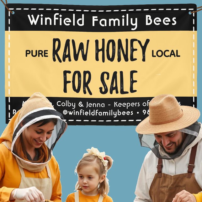 30 x 48" Farmer's Market Honey Table Banner Bees (Creator Uploaded)