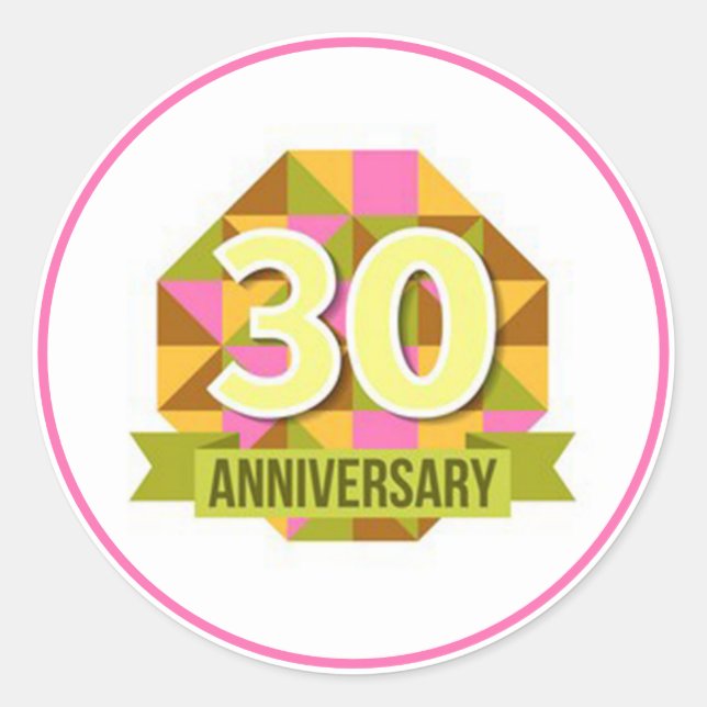 30 Year Anniversary Classic Round Sticker (Front)