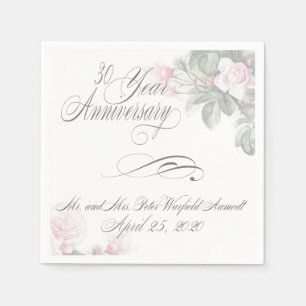 30 Year Anniversary Pink Roses Karen Napkin