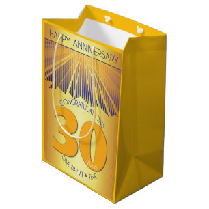 30 Year Golden Ray 12 Step Anniversary Medium Gift Bag