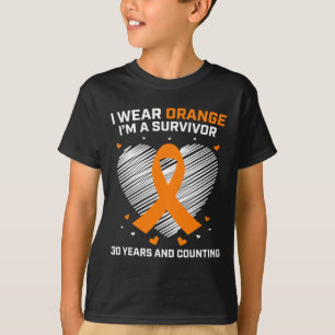 30 Year Leukemia Survivor Gifts Orange Cancer Free T-Shirt