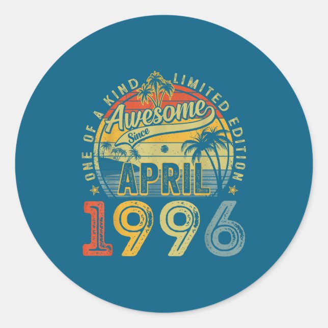 30 Year Old Awesome April Classic Round Sticker (Front)
