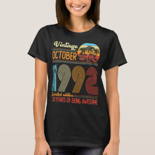 30 Year Old Awesome Since October 1992 30th Birth T-Shirt