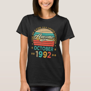 30 Year Old Awesome Since October 1992 30th Birth T-Shirt