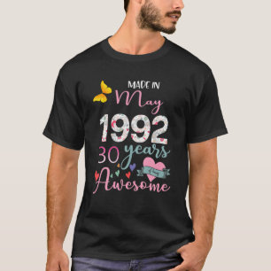 30 Year Old Made In May 1992 Floral 30Th Birthday T-Shirt