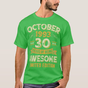 30 Years Awesome Vintage October 1993 30th Birthda T-Shirt