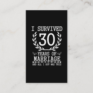 30 Years Husband Wife 30th Wedding Anniversary Business Card
