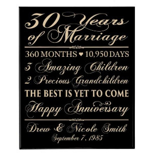 30 Years Married Black Veneer Wood Wall Plaque