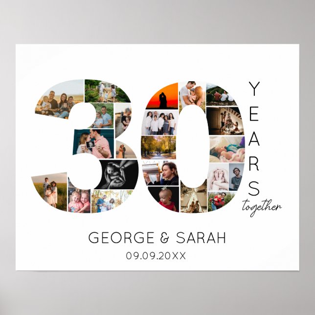 30 Years Married Photo Collage Wedding Anniversary Poster (Front)