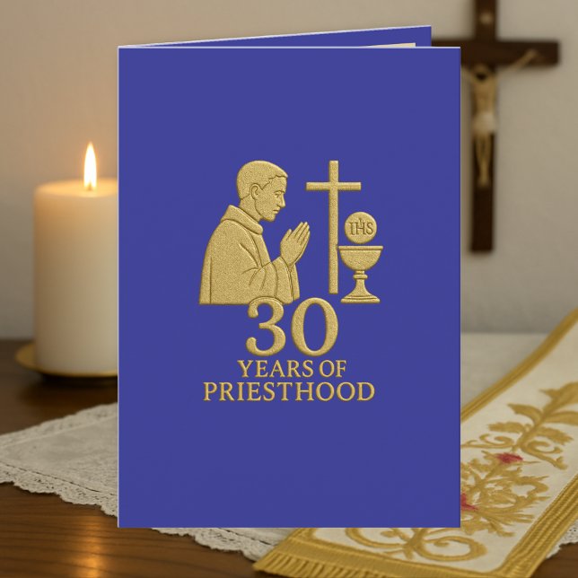 30 Years of Priesthood Gold Elegant Catholic Card (Creator Uploaded)