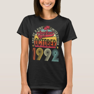 30 Years Old Awesome October 1992 30th Birthday M T-Shirt