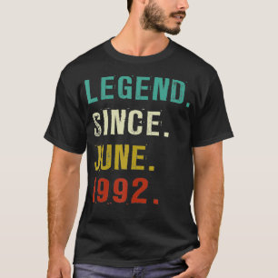 30 Years Old Legend Since June 1992 30th Birthday T-Shirt