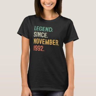 30 Years Old  Legend Since November 1992 30th Bday T-Shirt