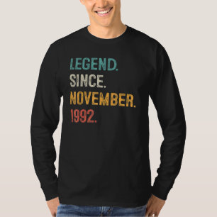 30 Years Old Legend Since November 1992 30th Bday T-Shirt
