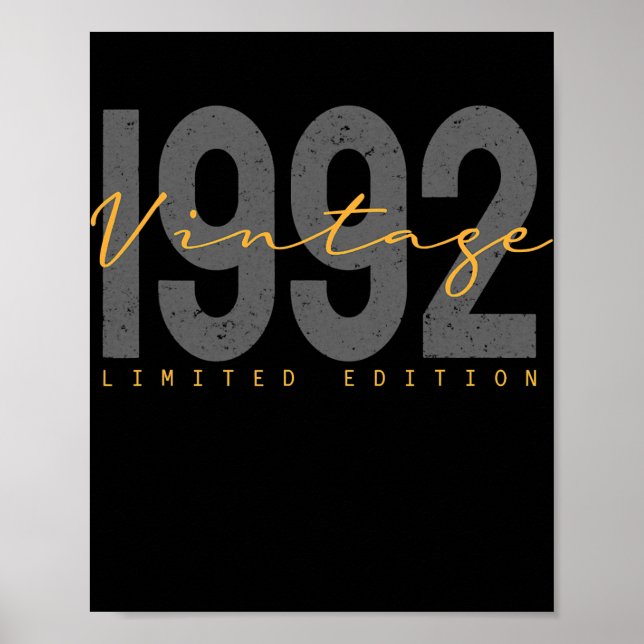 30 Years Old Vintage 1992 30th Birthday Poster (Front)