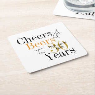 30 Years Retirement Cheers Beers Minimal Party Square Paper Coaster