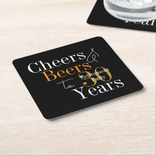 30 Years Retirement Party Cheers and Beers Square Paper Coaster