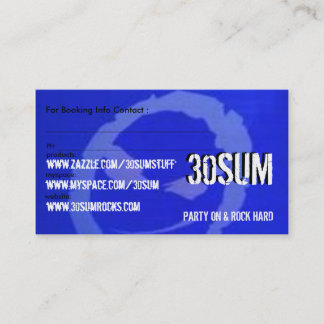 30SUM BOOKING CARD - Customised