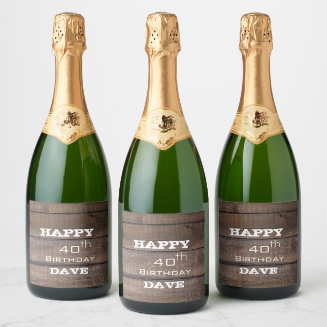 30th 40th 50th Happy Birthday Rustic Party  Sparkling Wine Label (Bottles)