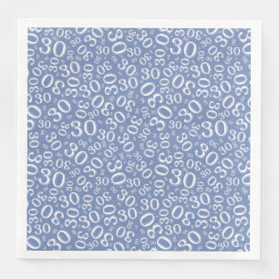 30th Age Random Number Pattern Blue/White Napkin