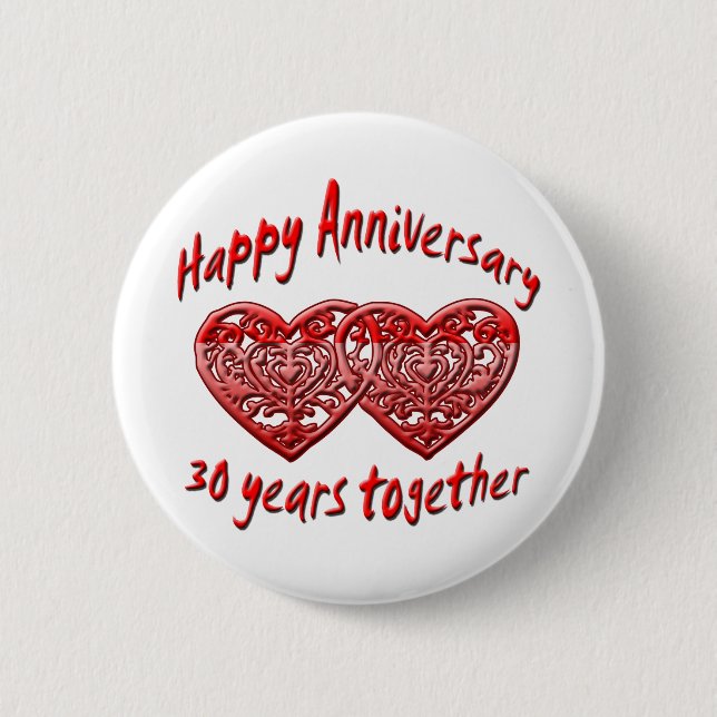 30th. Anniversary 6 Cm Round Badge (Front)